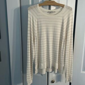 Loft fine cotton cream & camel fine gage sweater